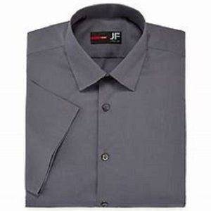 J. Ferrar Stretch Slim-Fit Short Sleeve Shirt, Men's Size L, Gray